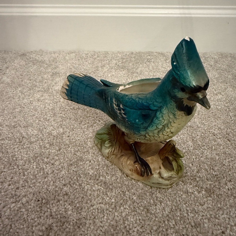 Blue Jay Ceramic Figurine Japan